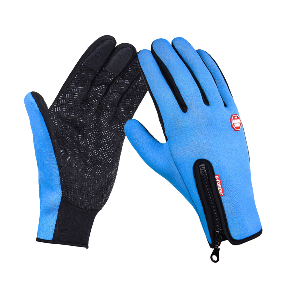 Unisex Full Finger Non-slip Waterproof Touch Screen Fleece Cycling Zipper Gloves