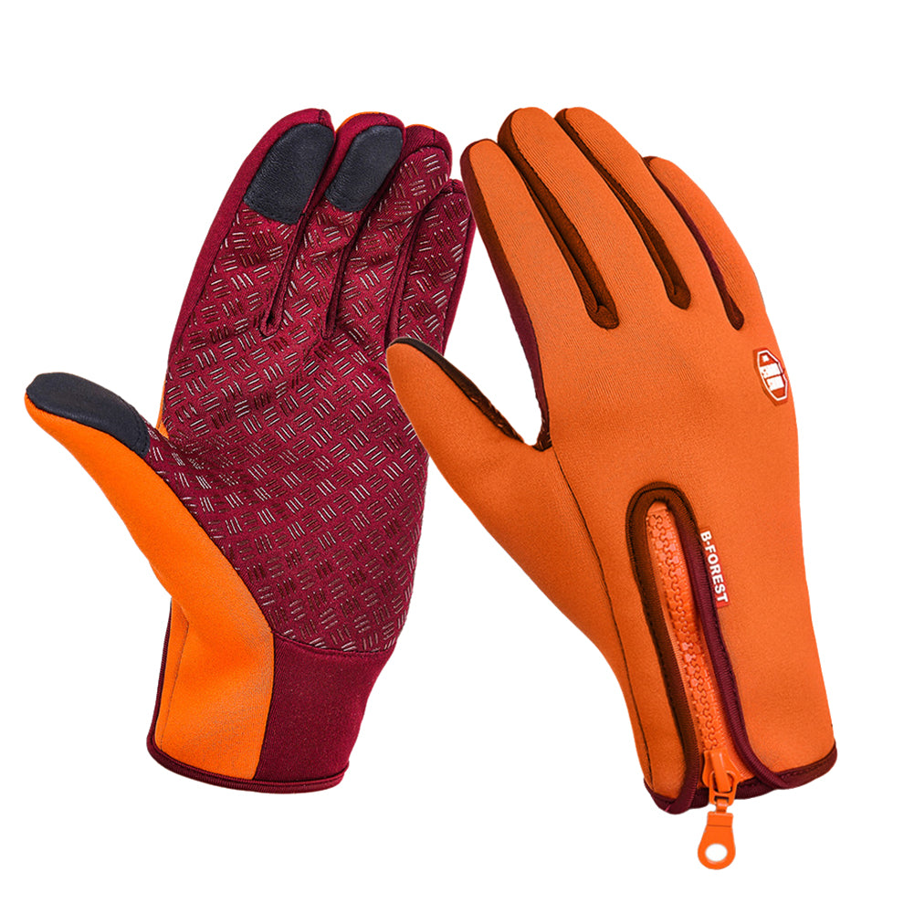 Unisex Full Finger Non-slip Waterproof Touch Screen Fleece Cycling Zipper Gloves
