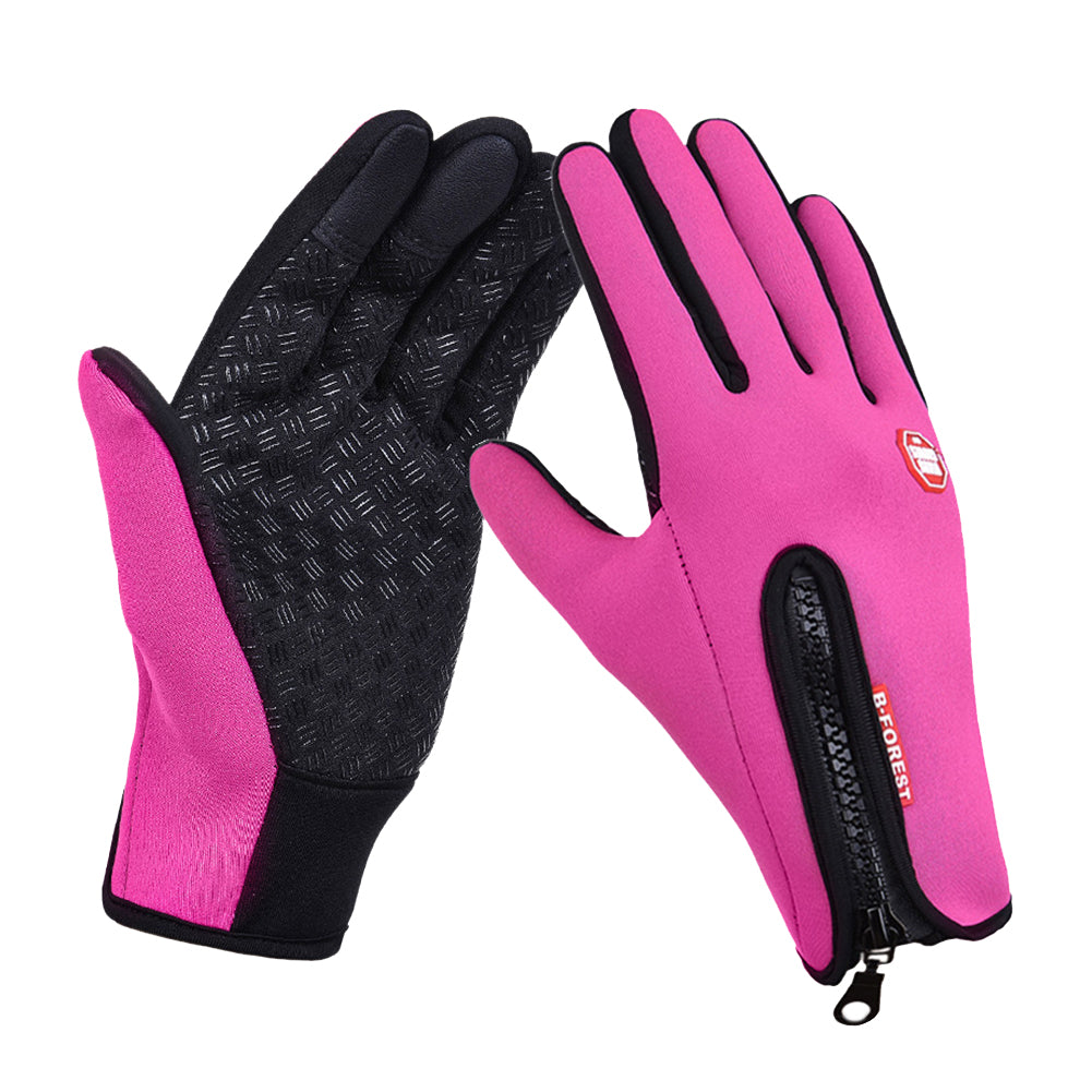 Unisex Full Finger Non-slip Waterproof Touch Screen Fleece Cycling Zipper Gloves