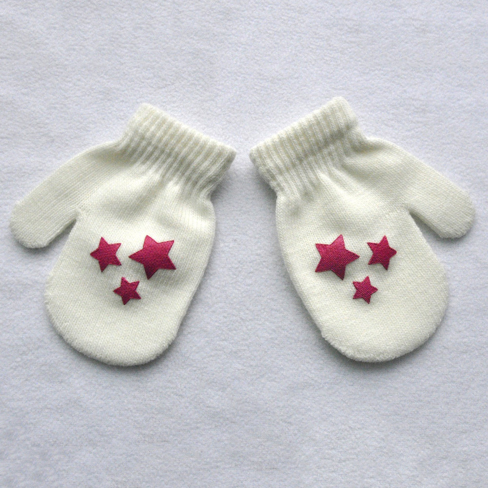 Baby Kid Star Heart Pattern Fashion Gloves Boys Girls Winter Warm Knitted Mitten