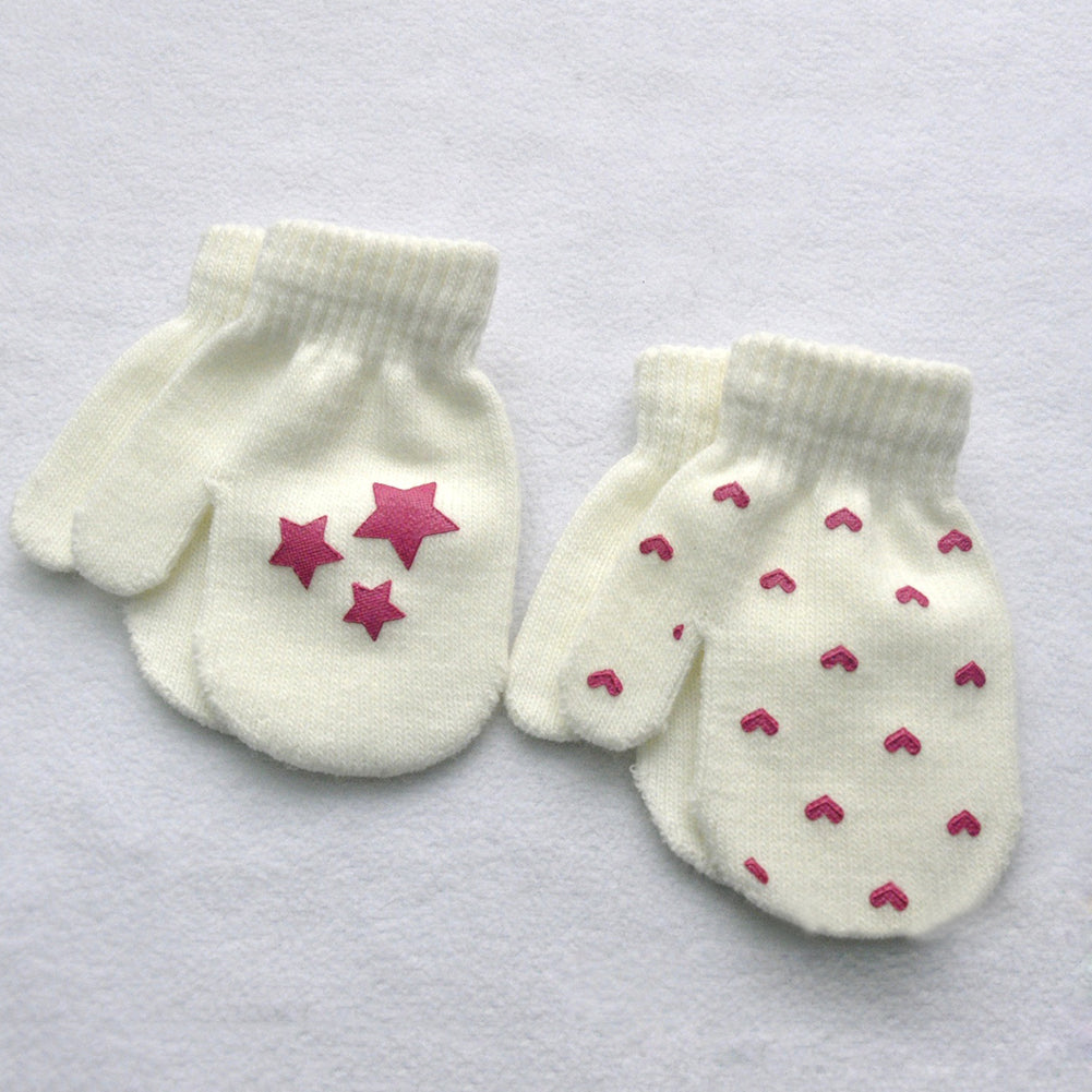 Baby Kid Star Heart Pattern Fashion Gloves Boys Girls Winter Warm Knitted Mitten