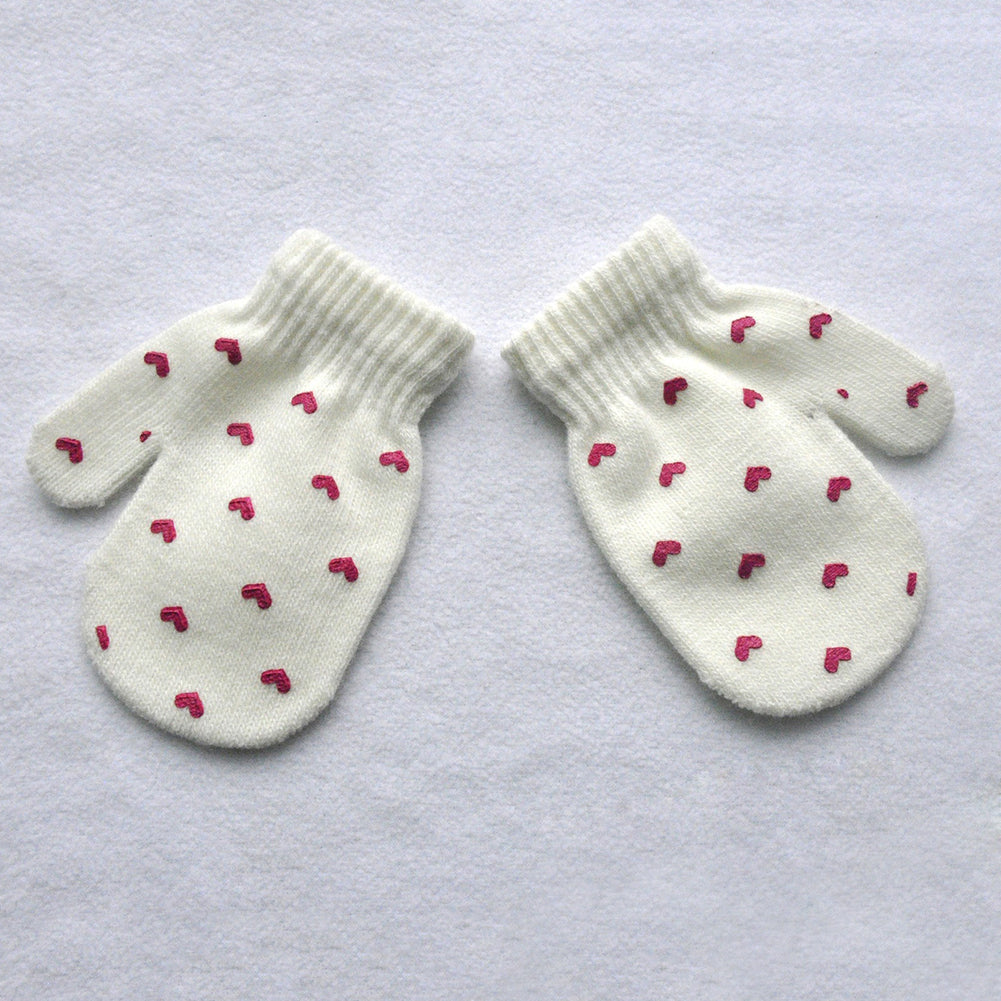 Baby Kid Star Heart Pattern Fashion Gloves Boys Girls Winter Warm Knitted Mitten