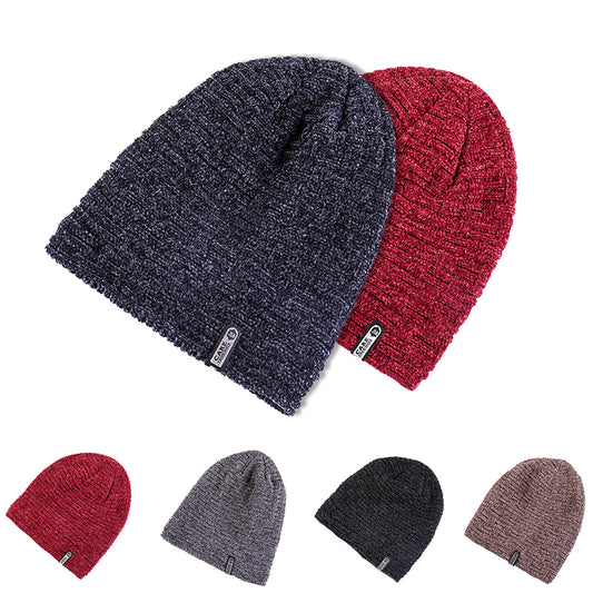 Winter Outdoor Men Beanie Knitted Cap Fashion Solid Color Warm Keeper Skull Hat