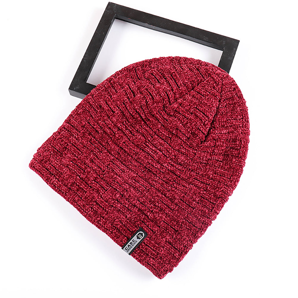 Winter Outdoor Men Beanie Knitted Cap Fashion Solid Color Warm Keeper Skull Hat