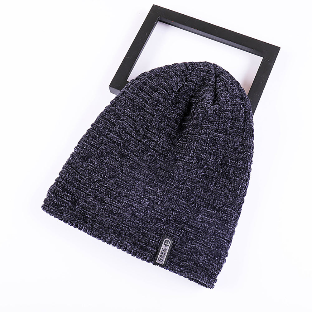 Winter Outdoor Men Beanie Knitted Cap Fashion Solid Color Warm Keeper Skull Hat