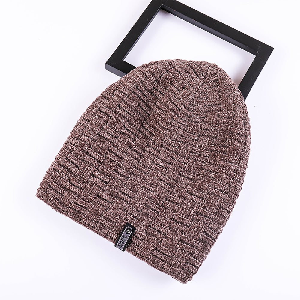 Winter Outdoor Men Beanie Knitted Cap Fashion Solid Color Warm Keeper Skull Hat