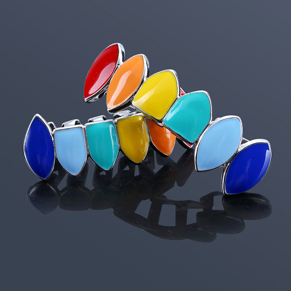 Fashion Rainbow Hip Hop Top/Bottom Teeth Cap Grills Grillz Rapper Mouth Jewelry