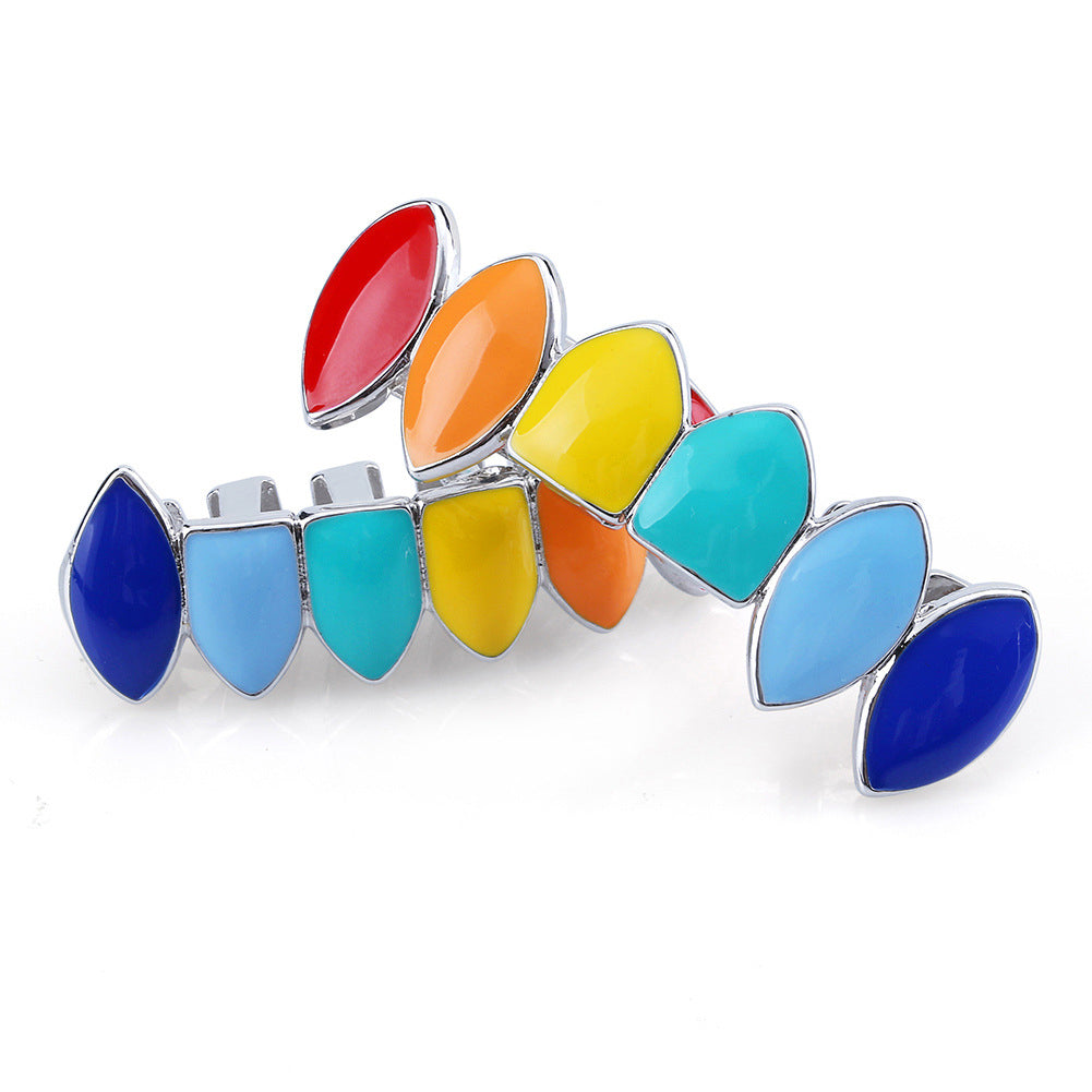 Fashion Rainbow Hip Hop Top/Bottom Teeth Cap Grills Grillz Rapper Mouth Jewelry