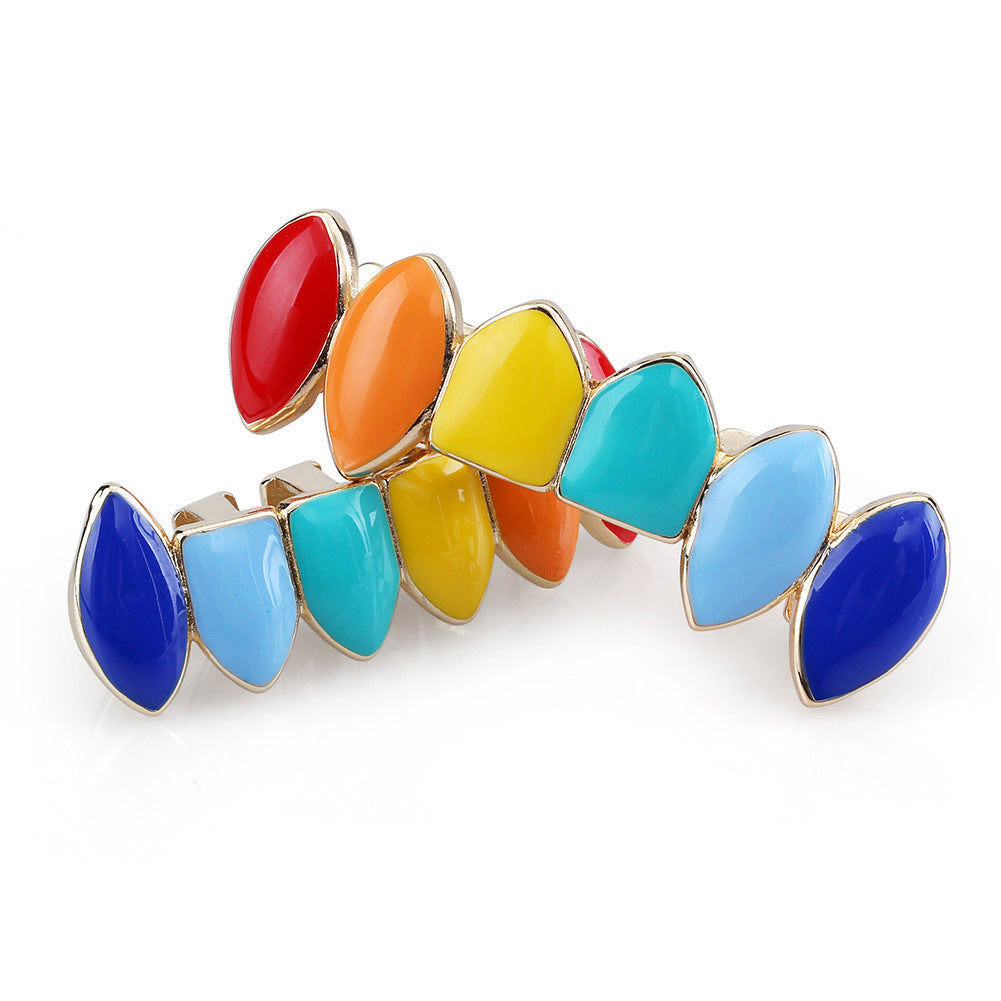 Fashion Rainbow Hip Hop Top/Bottom Teeth Cap Grills Grillz Rapper Mouth Jewelry