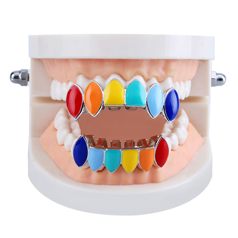 Fashion Rainbow Hip Hop Top/Bottom Teeth Cap Grills Grillz Rapper Mouth Jewelry