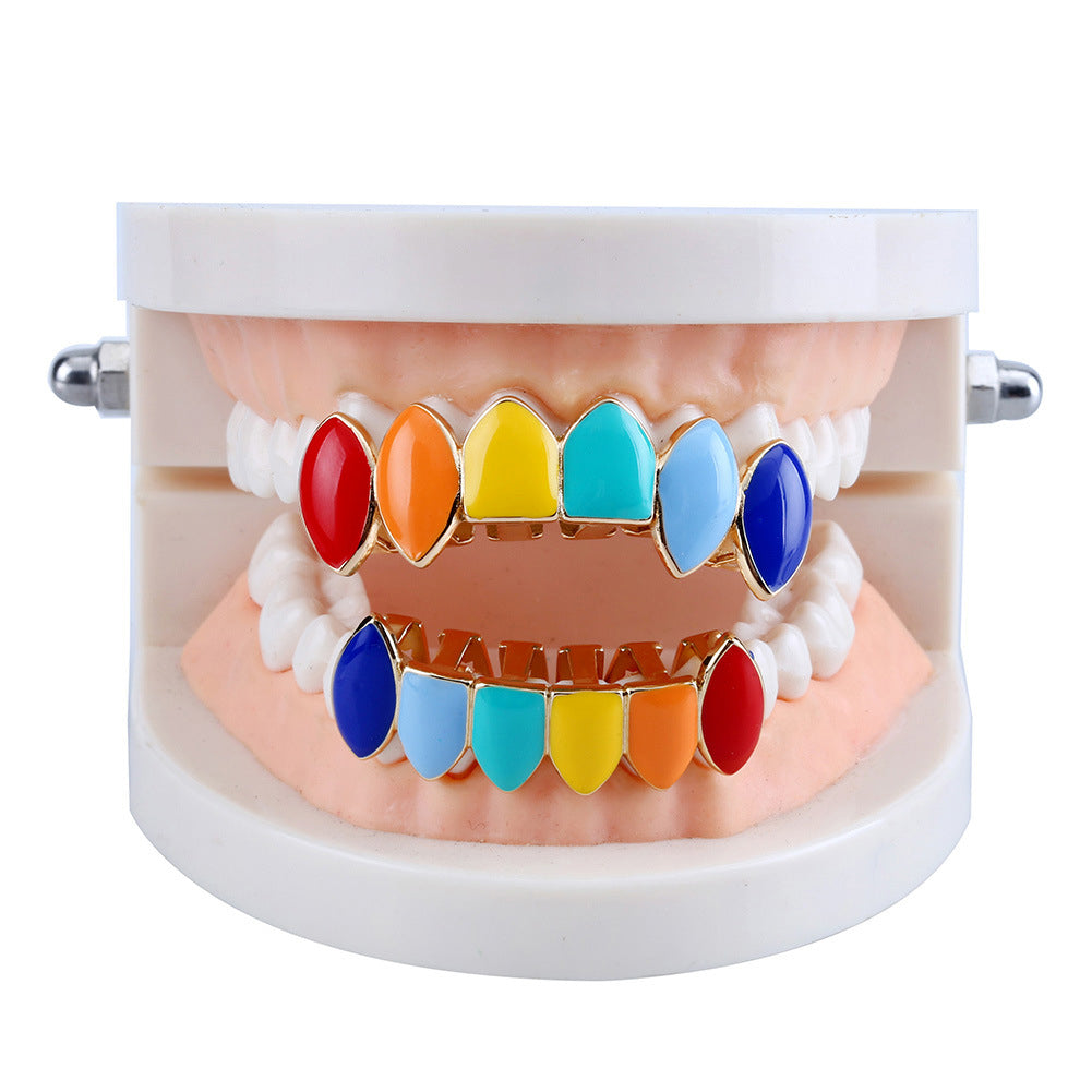 Fashion Rainbow Hip Hop Top/Bottom Teeth Cap Grills Grillz Rapper Mouth Jewelry