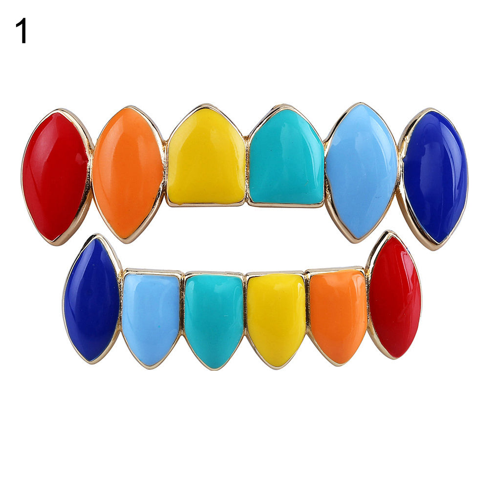 Fashion Rainbow Hip Hop Top/Bottom Teeth Cap Grills Grillz Rapper Mouth Jewelry