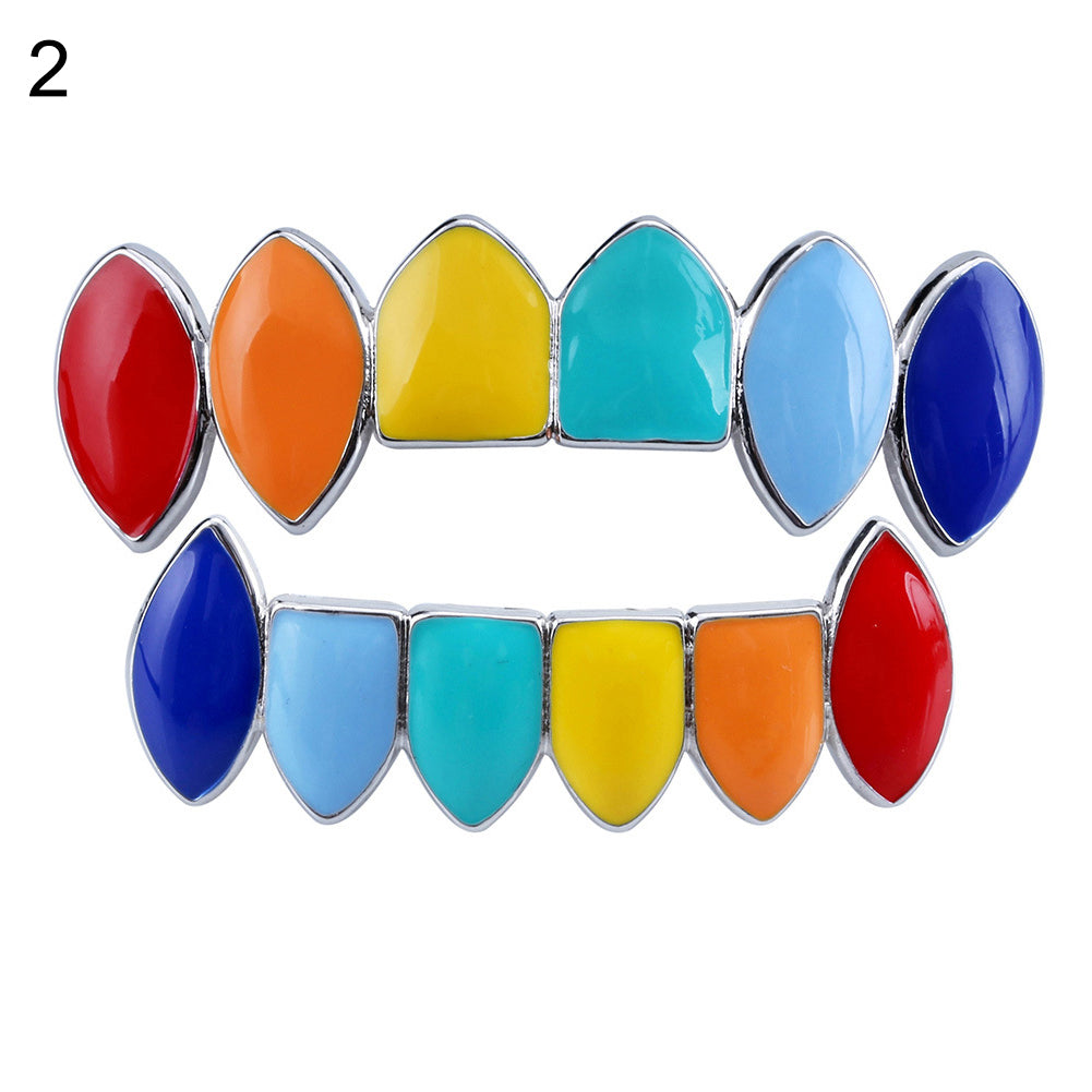 Fashion Rainbow Hip Hop Top/Bottom Teeth Cap Grills Grillz Rapper Mouth Jewelry
