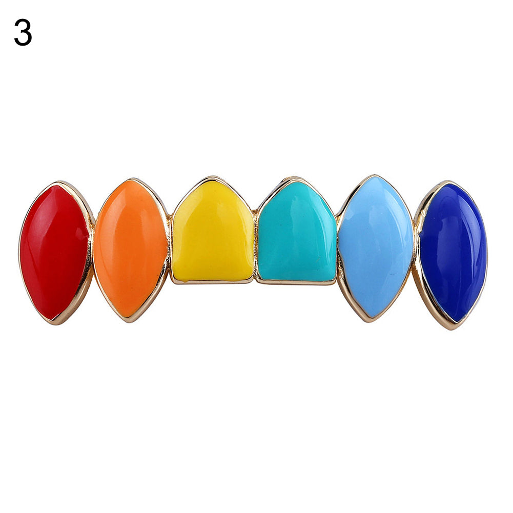 Fashion Rainbow Hip Hop Top/Bottom Teeth Cap Grills Grillz Rapper Mouth Jewelry