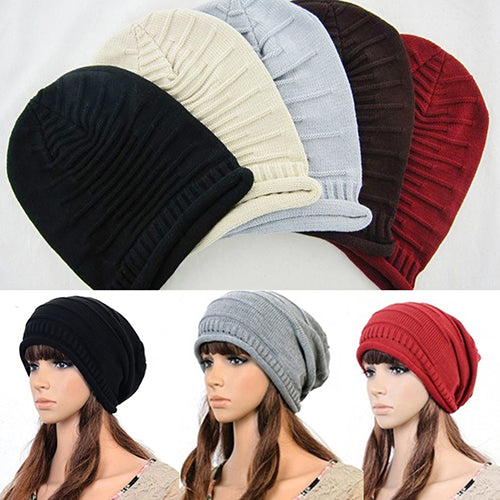 Women Men Knitted Winter Warm Ski Crochet Slouch Beanie Hat Casual Hip Hop Cap