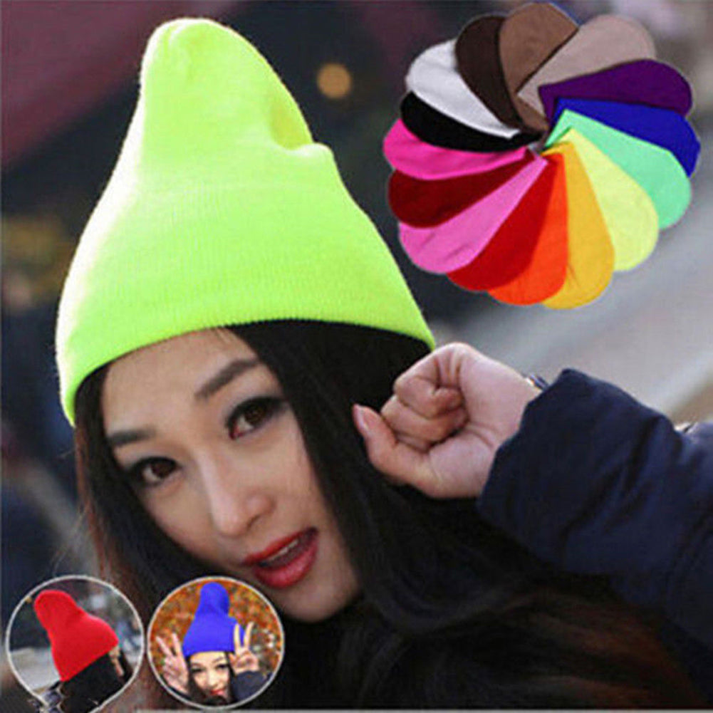 Fashion Men's Women Solid Color Beanie Knitted Hip-Hop Winter Warm Dance Hat