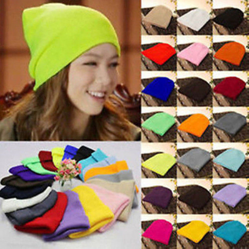 Fashion Men's Women Solid Color Beanie Knitted Hip-Hop Winter Warm Dance Hat