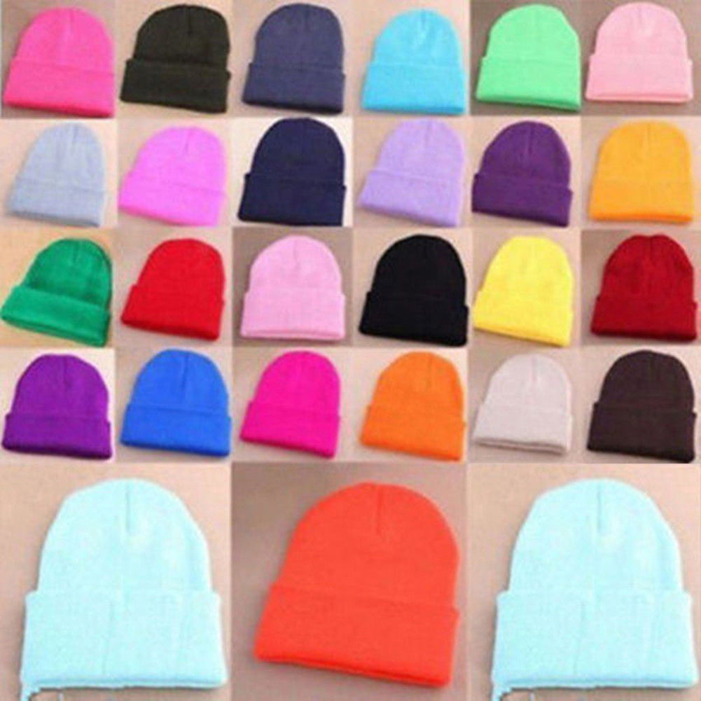 Fashion Men's Women Solid Color Beanie Knitted Hip-Hop Winter Warm Dance Hat