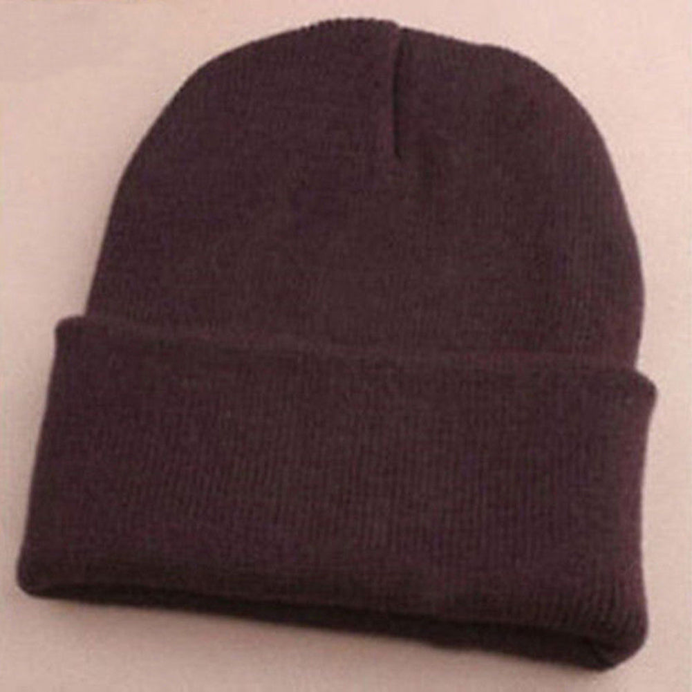 Fashion Men's Women Solid Color Beanie Knitted Hip-Hop Winter Warm Dance Hat