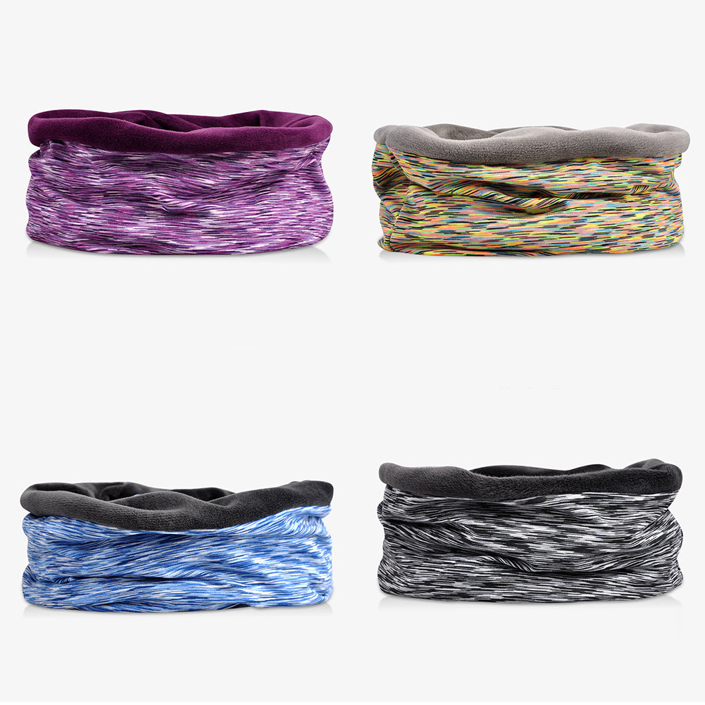 Winter Men Women Solid Color Dual Use Fleece Lined Scarf Slouchy Beanie Cap