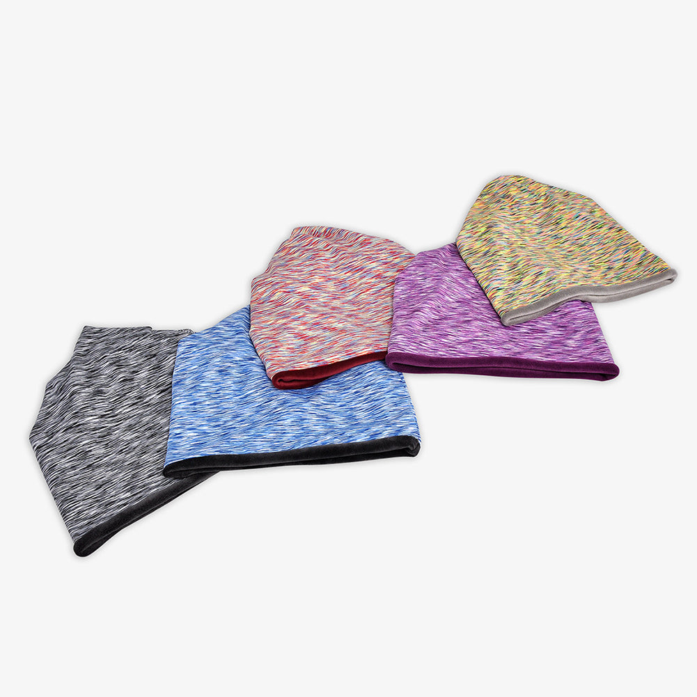 Winter Men Women Solid Color Dual Use Fleece Lined Scarf Slouchy Beanie Cap