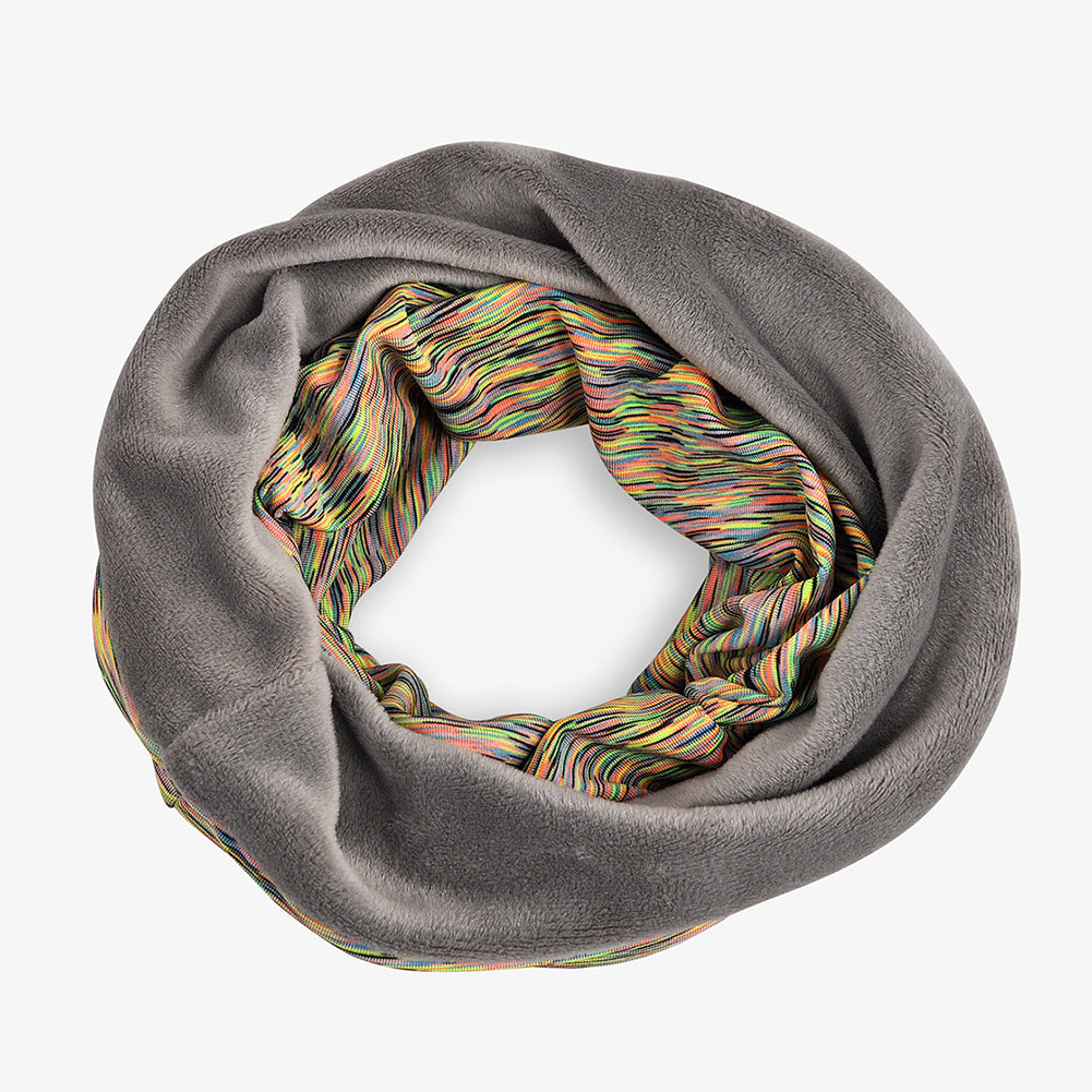 Winter Men Women Solid Color Dual Use Fleece Lined Scarf Slouchy Beanie Cap