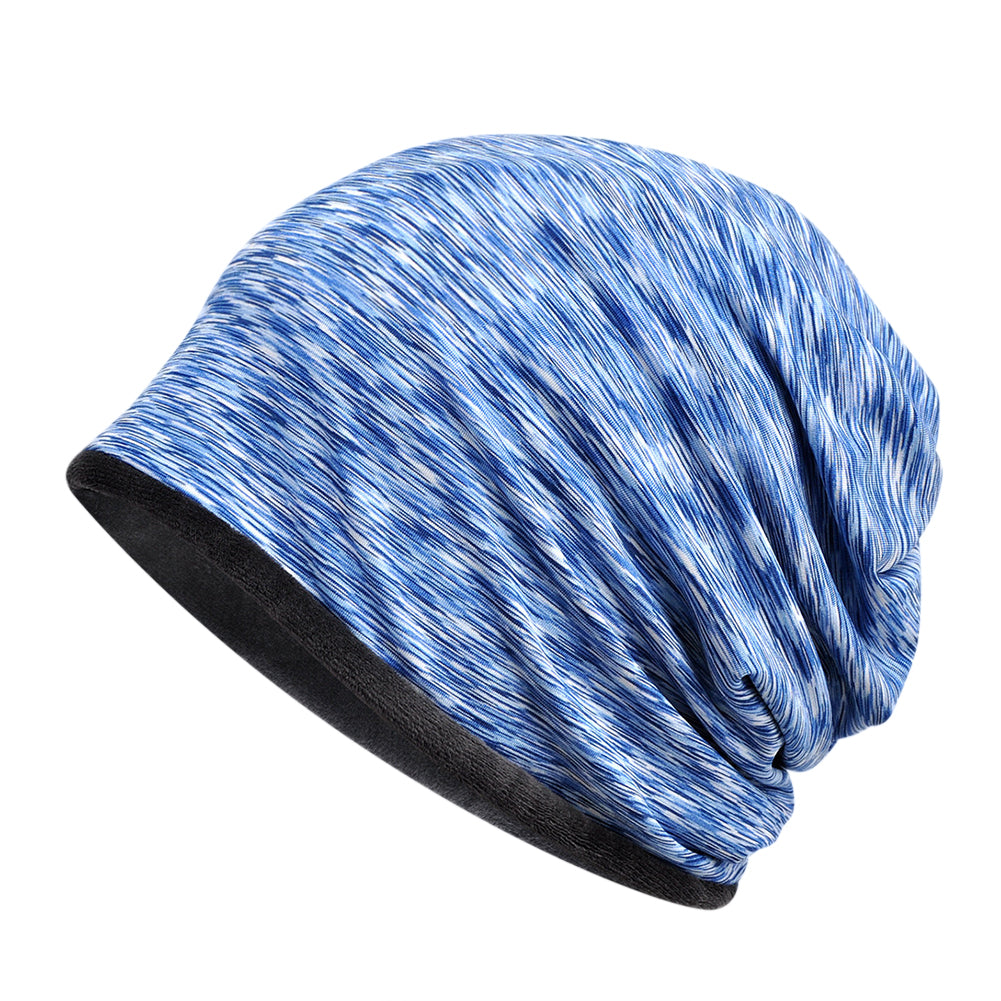 Winter Men Women Solid Color Dual Use Fleece Lined Scarf Slouchy Beanie Cap