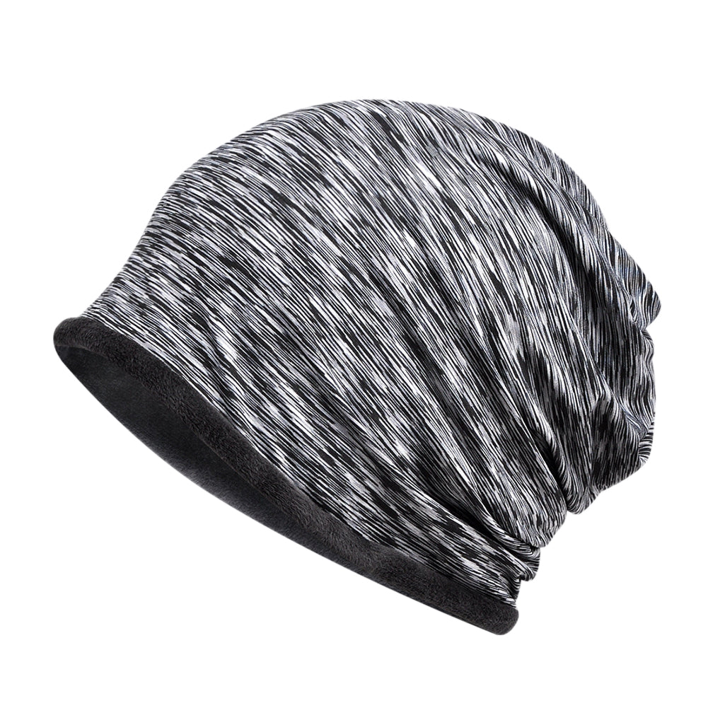 Winter Men Women Solid Color Dual Use Fleece Lined Scarf Slouchy Beanie Cap