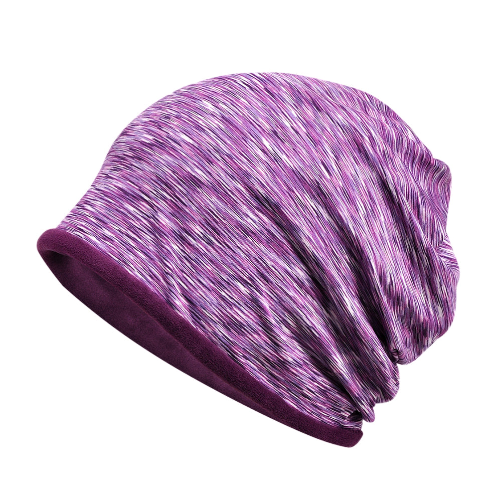 Winter Men Women Solid Color Dual Use Fleece Lined Scarf Slouchy Beanie Cap