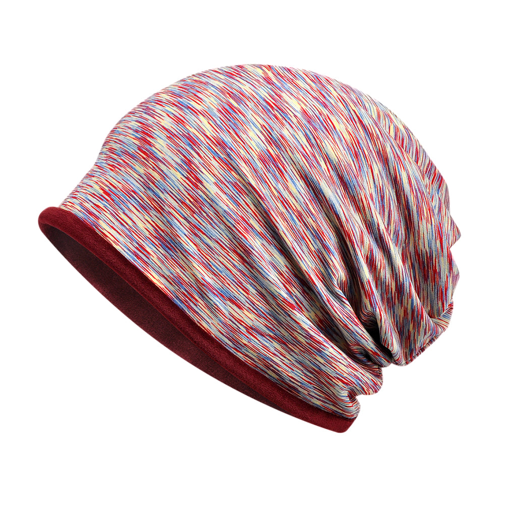 Winter Men Women Solid Color Dual Use Fleece Lined Scarf Slouchy Beanie Cap