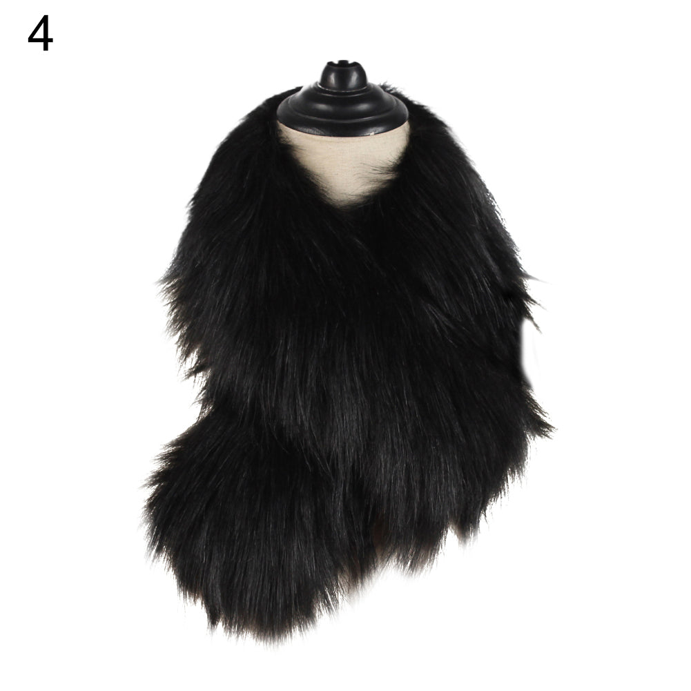 Women Solid Color Faux Fur Collar Shawl Fashion Autumn Winter Warm Scarf Gift