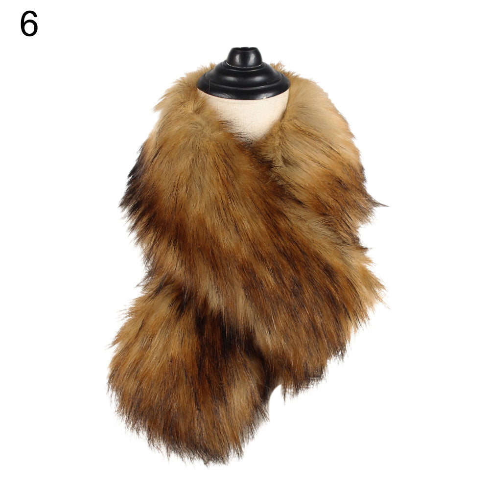 Women Solid Color Faux Fur Collar Shawl Fashion Autumn Winter Warm Scarf Gift