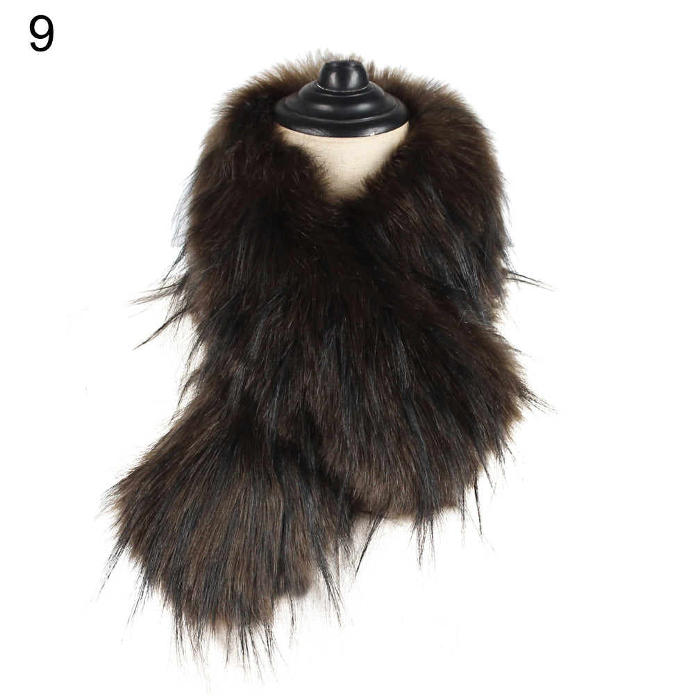 Women Solid Color Faux Fur Collar Shawl Fashion Autumn Winter Warm Scarf Gift