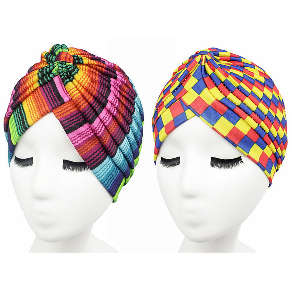 Fashion Rainbow Color Leopard Women Muslim Hijab Turban Head Wrap Hat Beanie Cap