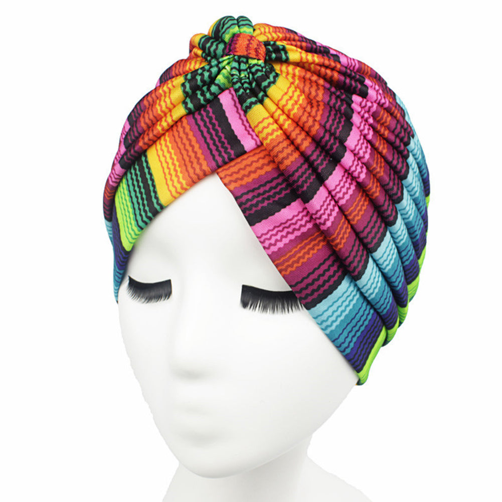 Fashion Rainbow Color Leopard Women Muslim Hijab Turban Head Wrap Hat Beanie Cap