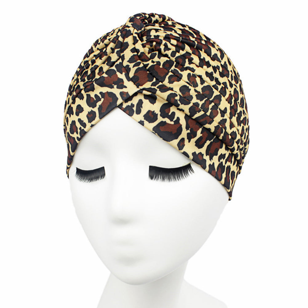 Fashion Rainbow Color Leopard Women Muslim Hijab Turban Head Wrap Hat Beanie Cap