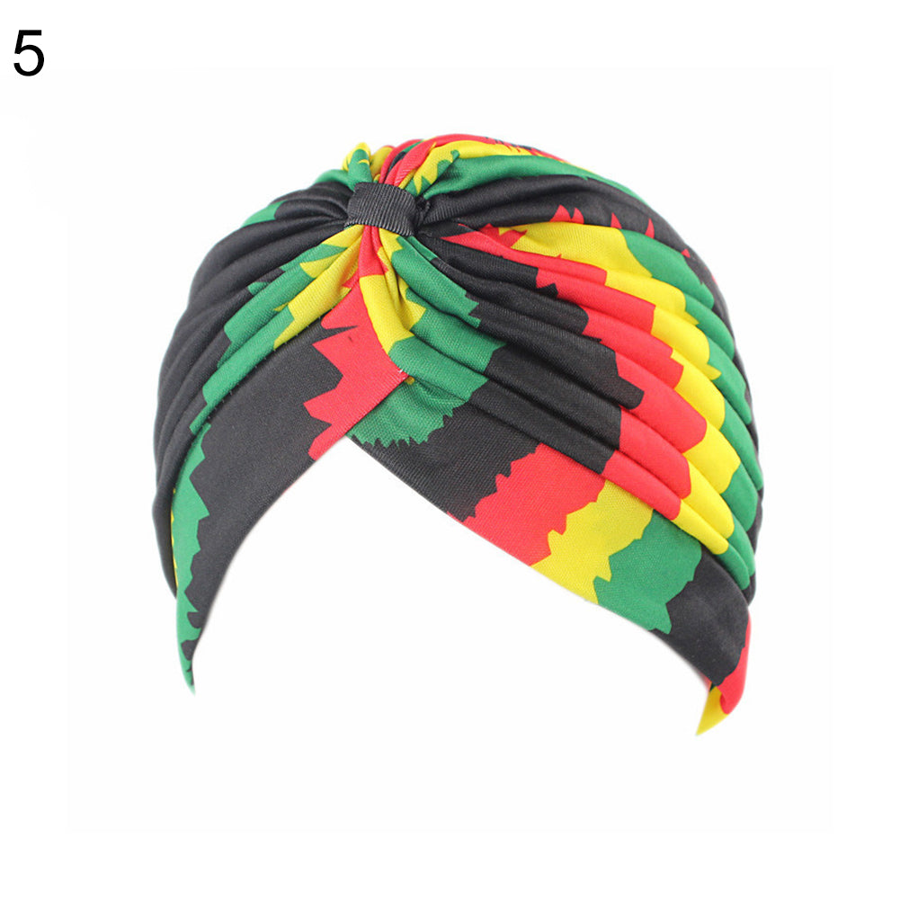 Fashion Rainbow Color Leopard Women Muslim Hijab Turban Head Wrap Hat Beanie Cap