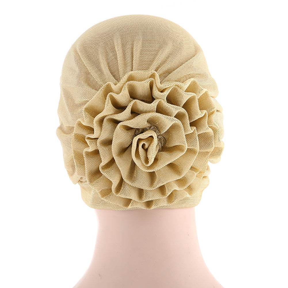 Fashion Gauze Side Flower Elastic Women Head Wrap Hat Turban Muslim Hijab Gift