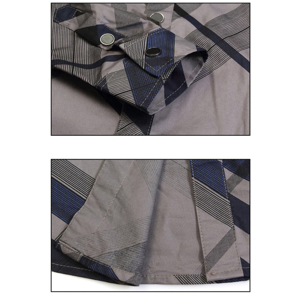 Fashion Men's Casual Shirt Long Sleeve Slim Fit Striped Grid Business Dress Top