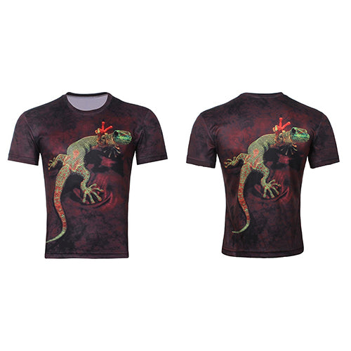 Men's Fashion Summer Cool Casual Short Sleeve O-neck 3D Lizard T-shirt Top