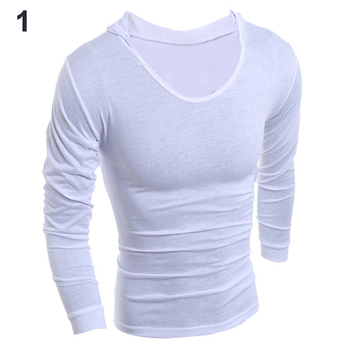 Men Slim Fit Casual Letters Long Sleeve Simple Hooded T-Shirt Top Sportwear