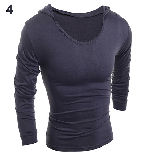 Men Slim Fit Casual Letters Long Sleeve Simple Hooded T-Shirt Top Sportwear