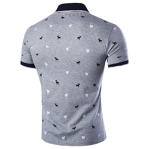 Men's Korean Style Summer Goat Embroidery Soft Shirt Short Sleeve T-shirt