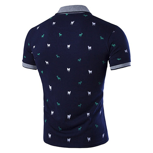 Men's Korean Style Summer Goat Embroidery Soft Shirt Short Sleeve T-shirt