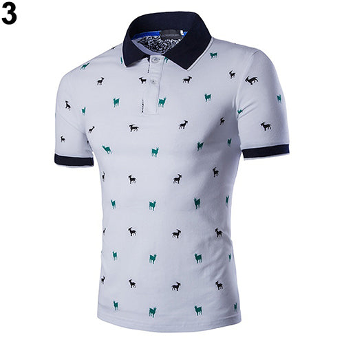 Men's Korean Style Summer Goat Embroidery Soft Shirt Short Sleeve T-shirt