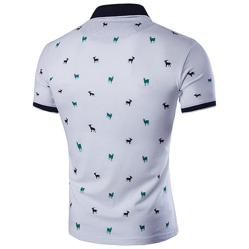 Men's Korean Style Summer Goat Embroidery Soft Shirt Short Sleeve T-shirt