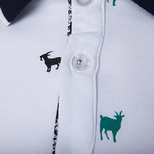 Men's Korean Style Summer Goat Embroidery Soft Shirt Short Sleeve T-shirt