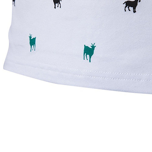 Men's Korean Style Summer Goat Embroidery Soft Shirt Short Sleeve T-shirt