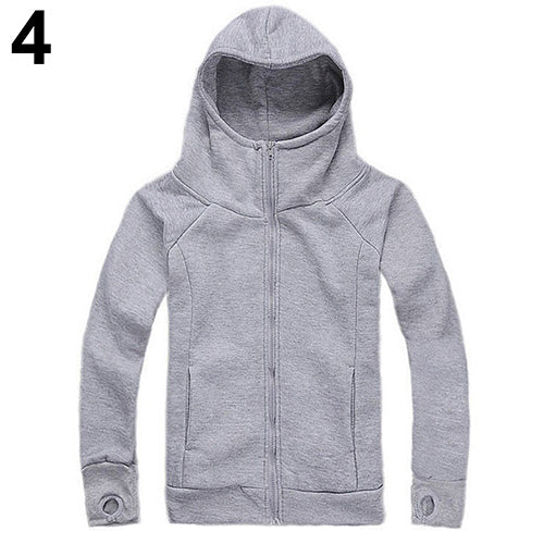 Men's Solid Color Gloves Long Sleeved Hooded Sweater Jacket Cardigan Outwear