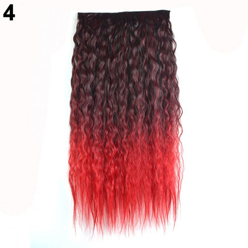 Sexy Long Gradient Color Party Women Wavy Curly Clip-in Hair Extension 60cm
